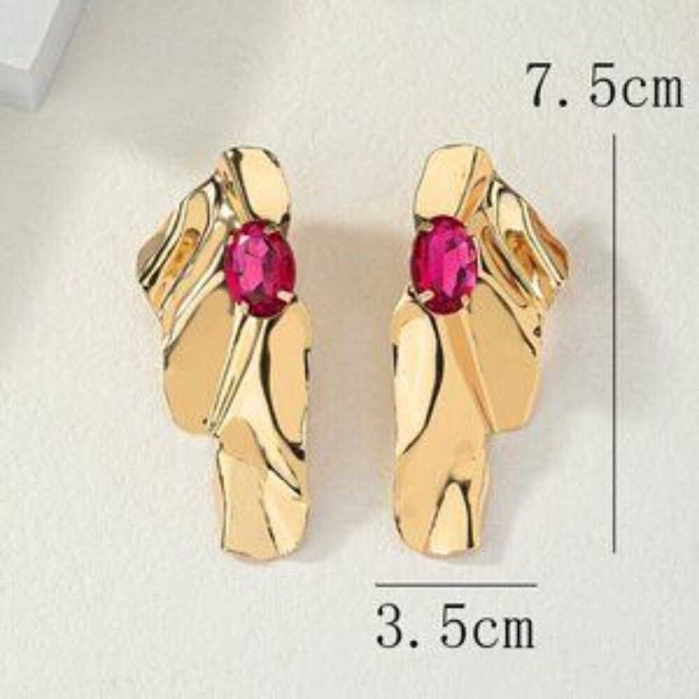 Multicolor Women's Exaggerated Sea Wave Shape Luxurious Earrings - Picture 4 of 6